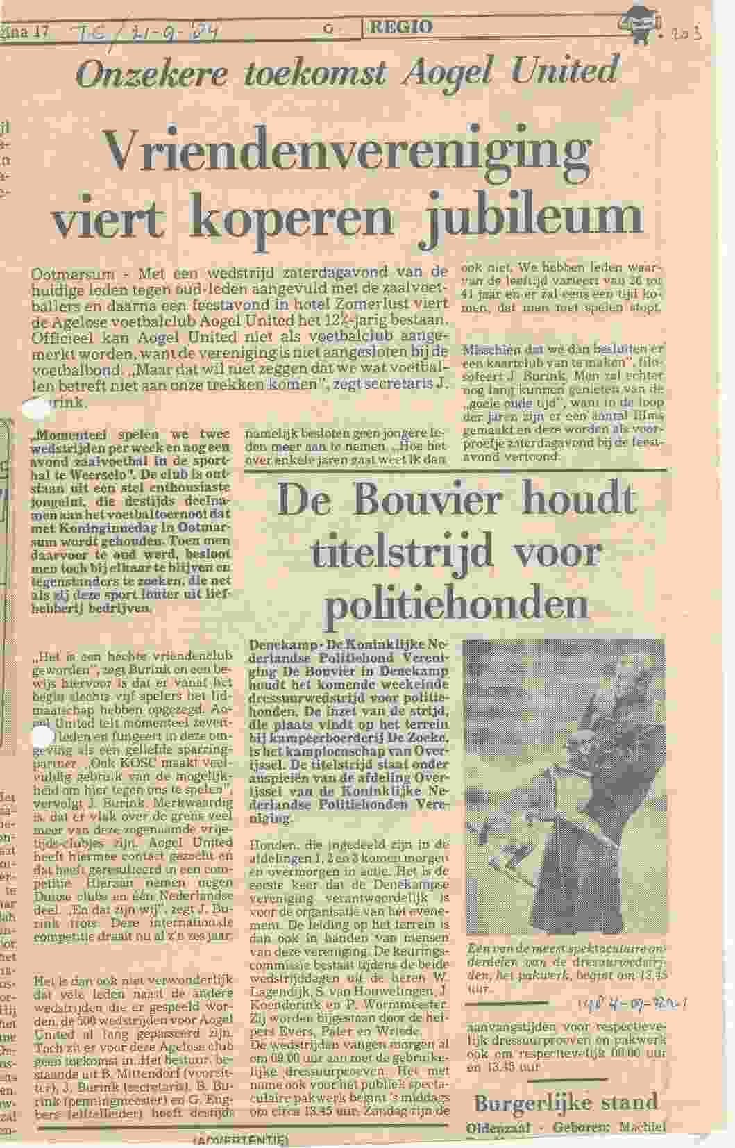 Diverse krantenknipsels uit de loop der jaren